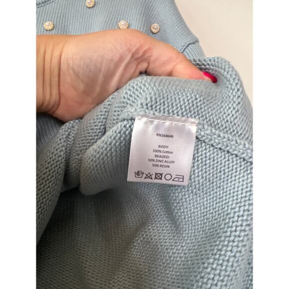 NEW Mestiza New York  Dolcetto Cadiz Pearl Crochet Ribbed Sweater Blue Size: XS - Picture 5 of 7
